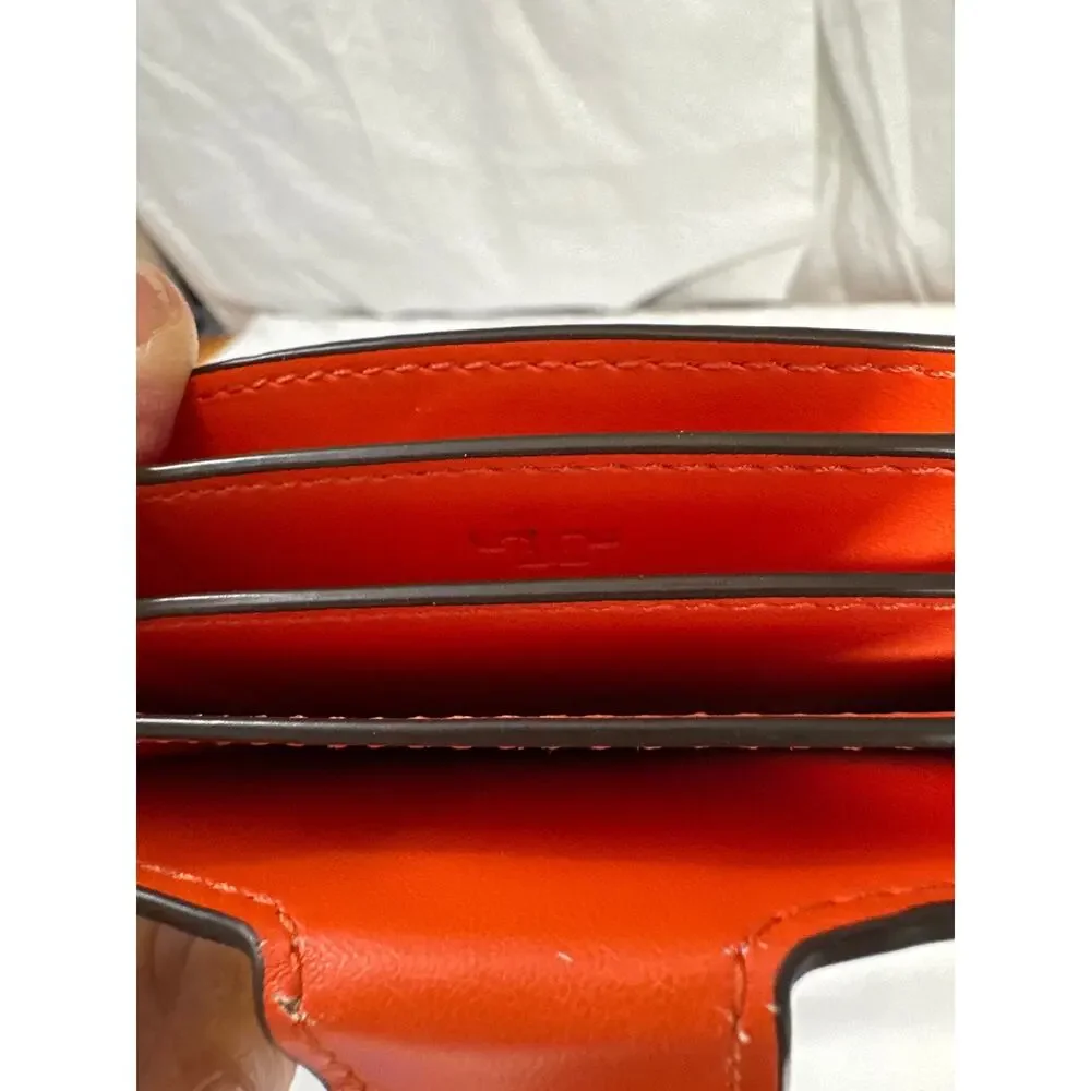 Tory Burch Robinson Stripe Accordion Card Case  EUC